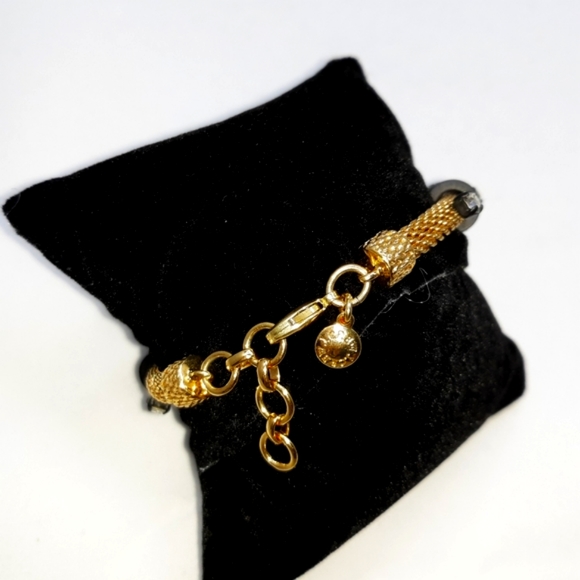 JCrew Goldtone Tube Mesh Bracelet W/Crystal Slider - Picture 3 of 4